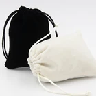 Black White Velvet Drawstring Pouch Bags 100pcs 9*12cm