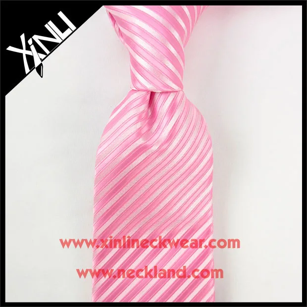 handmade silk woven jacquard famous brand pink stripe necktie