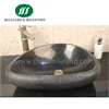 Natural Stone sink Black Granite And Yellow Marble Shell Shaped Bathroom Sink, black granite sink