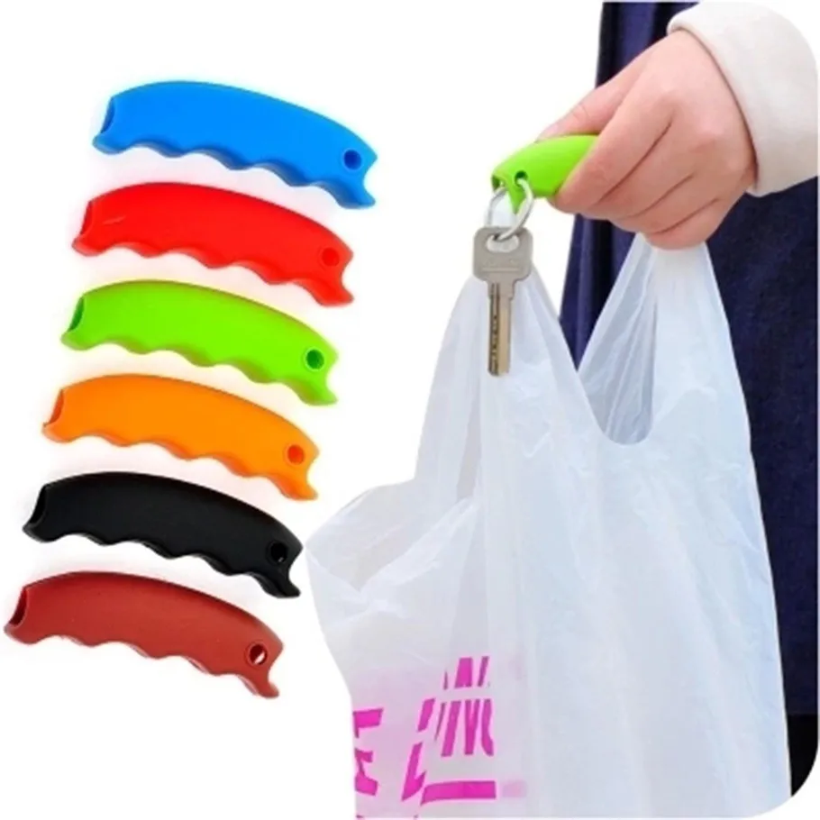 Silicone Shopping Bag Basket Carrier Grocery Holder Handle Comfortable Grip Brand New