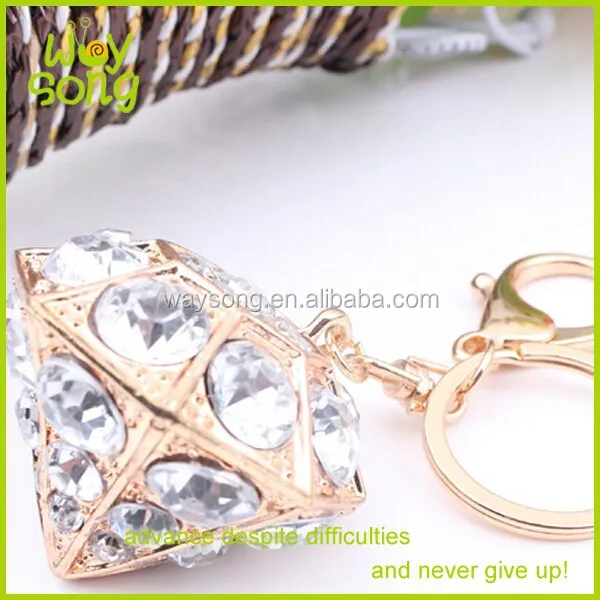 newest fashionable crystal diamond ring keychain wedding mirror