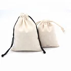 Wholesale mini drawstring organic Cotton jewelry gift Pouch Bags with custom logo