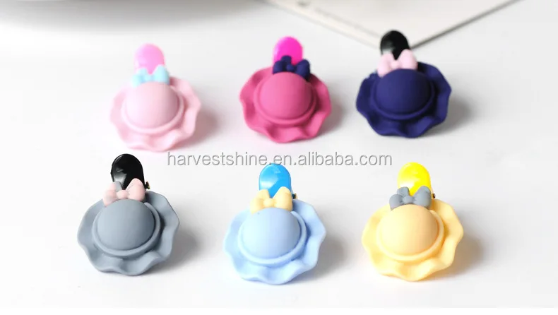 candy color small hair clips with mini hat decoration