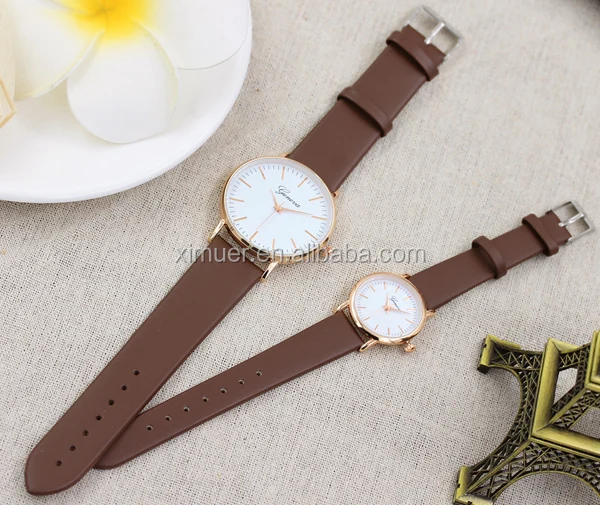Popular leather watch wrist watch couple geneva watch