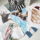 Cotton Animal Print Towels Custom Vintage Cartoon Reactive Digital Printed Hand Towel CT-11