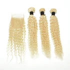 Wholesale blonde hair extension European hair wefts 613 deep wave bundles