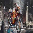 Best-selling German home decoration metal motorcycle wall art decoration 3D oil painting