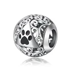 925 sterling silver Animal cat dog paw bracelet making Beads Charms