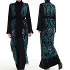 L215 2019 Latest Abaya designs elegant pattern embroidered with sparkling sequins islamic clothing kimono abaya dubai