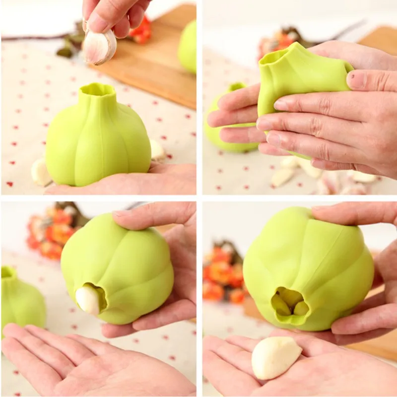 1PC Silicone Garlic Shaped Garlic Peeler Practical Kitchen Gadgets Easy Kitchen Tool Random Color KC1556