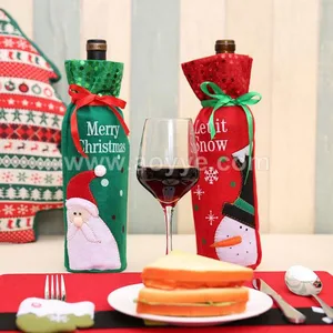 christmas decorations sequins gift red wine bottle packing bag