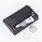 Personalized RFID credit card Slim PU leather aluminum minimalist mens wallet with zippered coin purse