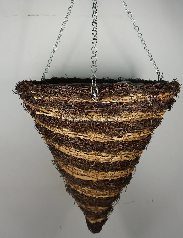 rattan woven hanging flower planter baskets garden flowerpots