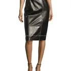 Plonge Italy Leather Zip-Front Short Skirt, Black