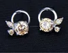 Women lady Stud Earrings circle zircon copper plate silver jewelry stand for Earring ear art jewelry New Fashion lovely nail