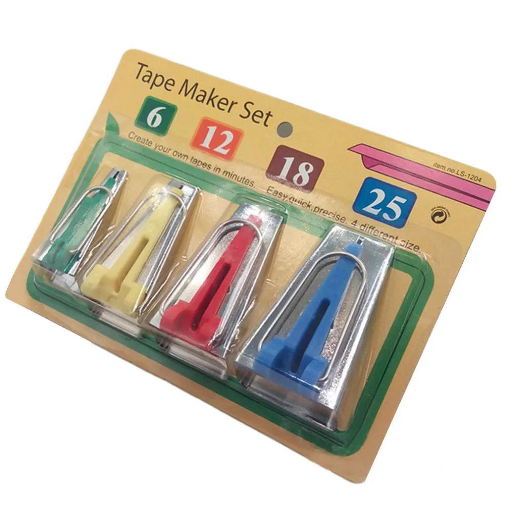 Set of 4 Fabric Bias Tape Maker Binding Tool Sewing Quilting 6mm 12mm 18mm 25mm new arrival