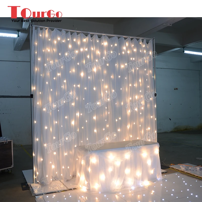TourGo blanc LED toile de fond en mousseline de soie de mariage rideau à vendre