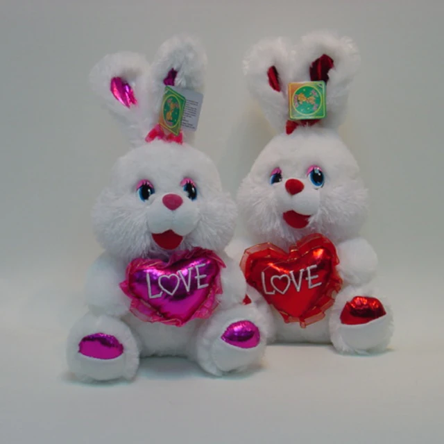 valentine day gifts plush rabbit toy, custom heart rabbit toy
