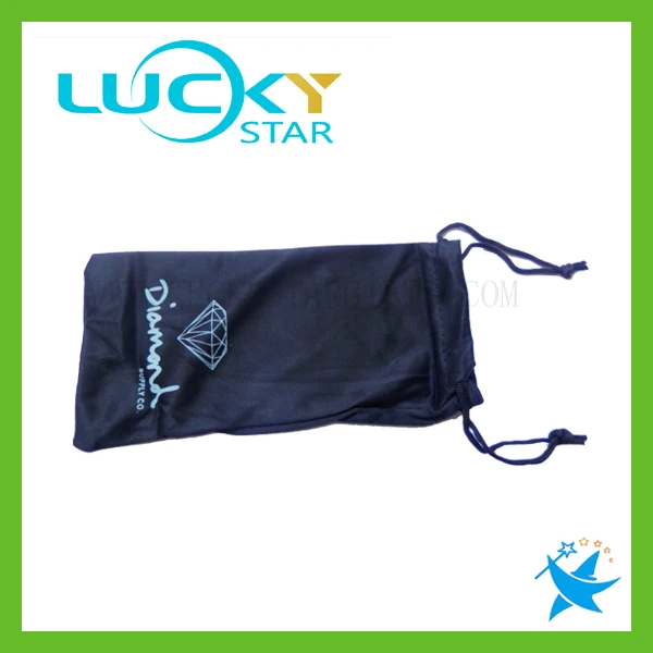 black soft microfiber pouch with drawstring custom logo