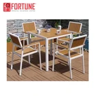 Modern Outdoor Furniture Plastic Wood Cafe Restaurant Table And Chairs