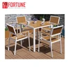 Modern aluminium outdoor furniture plastic wood cafe restaurant table and chairs for sale