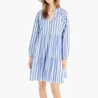 New Fashion Ladies Casual Dress Women Striped Cotton Poplin Dresses