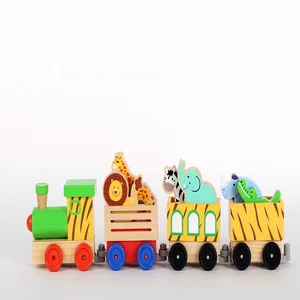 intelligence wooden children educational toys farm animals train