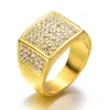 Fashion Square Inlay Diamond Ring For Men Hiphop Popular Jewelry