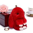 rabbit fur colors Genuine rabbit fur Plush Material and car keychain Type rex rabbit fur keychain