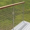 Square wooden handrail stainless steel cable railing