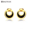 Baoyan custom 18k gold plated half moon turquoise stud earring oem stainless steel jewelry