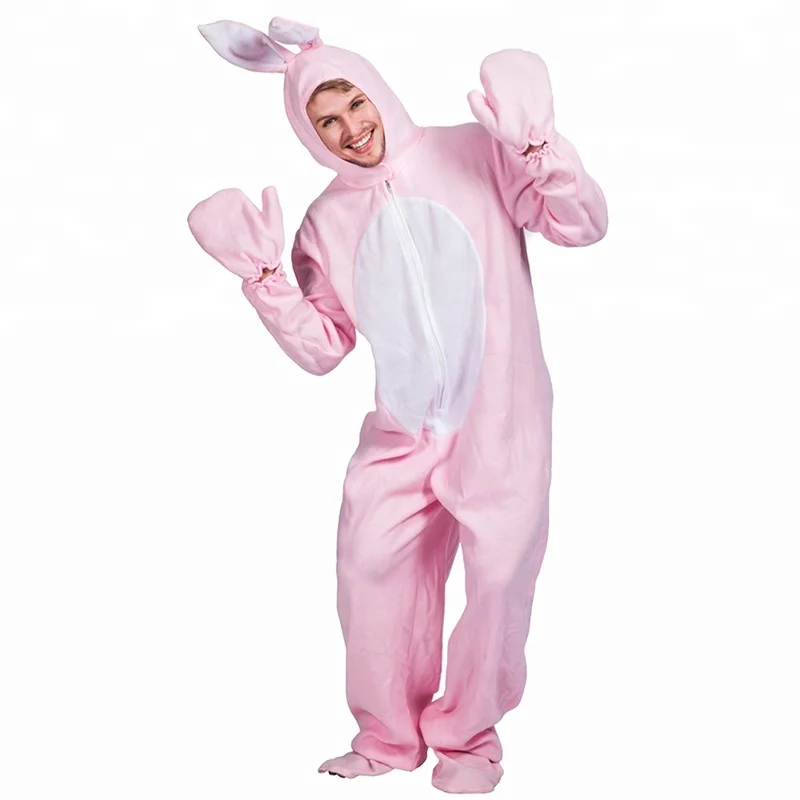 Прямая доставка карнавечерние партия животных Кролик талисман костюм розовый кролик косплэй пижамы комбинезон для взрослых