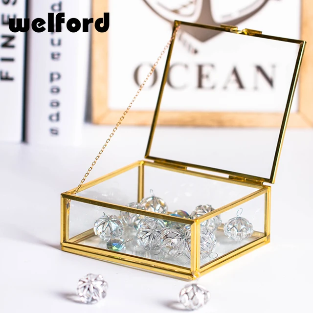 Promotional cheap wholesale jewelry boxes glass mirror trinket box