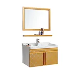 Hotel gold bathroom furniture with mirror and shelf A-9183