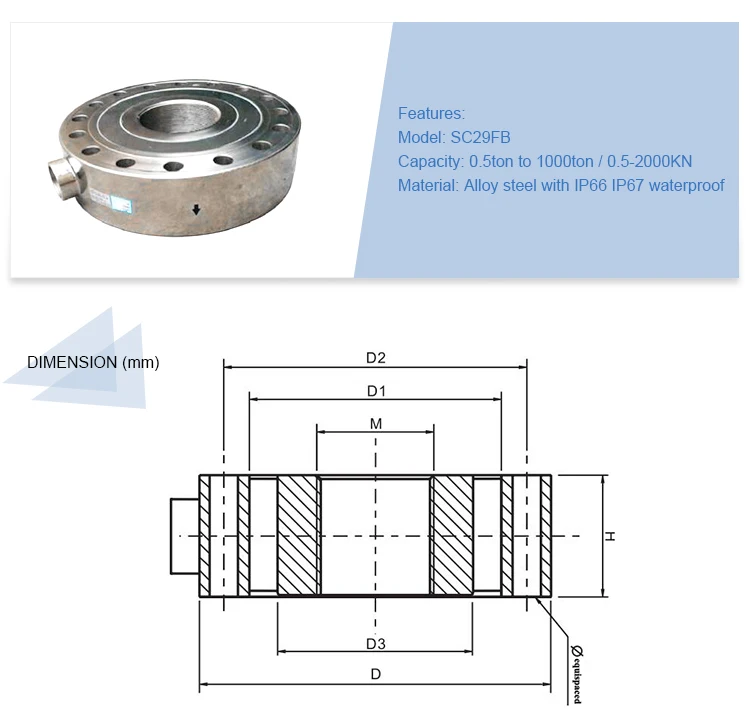 SC29FB Low profile disk type load cell/wheel shaped load cell weight sensor 0.5-2000KN