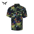 Wholesale summer men short sleeve printed funny tropical colorful hawaiian shirt factory