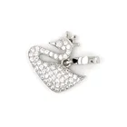 Swan Charm Sterling Silver, White Gold Swan Pendant Necklace, Diamond Swan Necklace Set