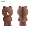 3D Cute Cartoon stand up Brown bear Pen Case Zipper Bag kids gift Hand-held Wallet Silicone Pencil Bag for Girls