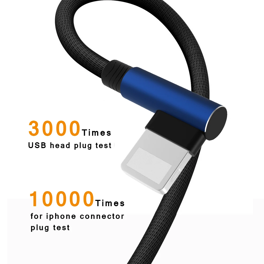 2.0 Une Charge Rapide 1 m 90 Degrés Coude coton USB câble de données pour iphone chargeur - ANKUX.COM