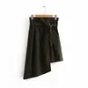 Z30592A European fashion autumn women solid color irregularity bandwidth loose skirt paper bag skirt