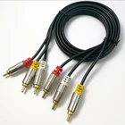 Metal shell plug 3 rca-3 rca male interconnect audio video cable