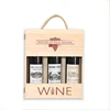 Handling hollow lid 3 bottle wine glass packaging solid wood wine box with lock