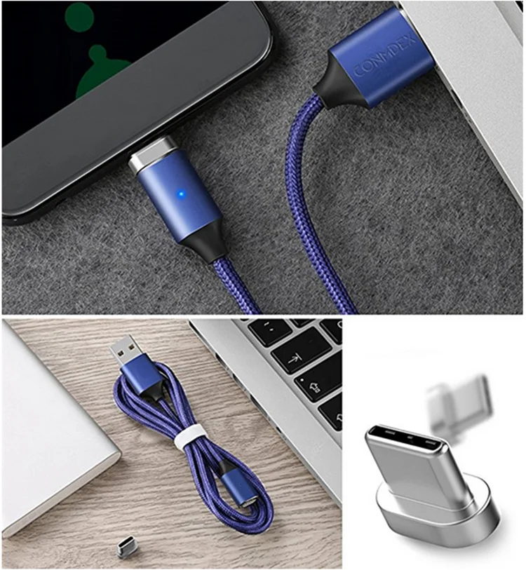 1M Blue Magnetic Micro Usb Cable 2A Fast Charging Usb Data Cable Wire For Samsung LG Htc Android Phone Charging Cable - ANKUX.COM