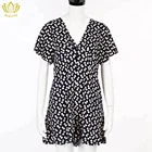 New Design Wholesale NJS2906 Cheap Fancy Floral Print V-Neck Women Other Dresses