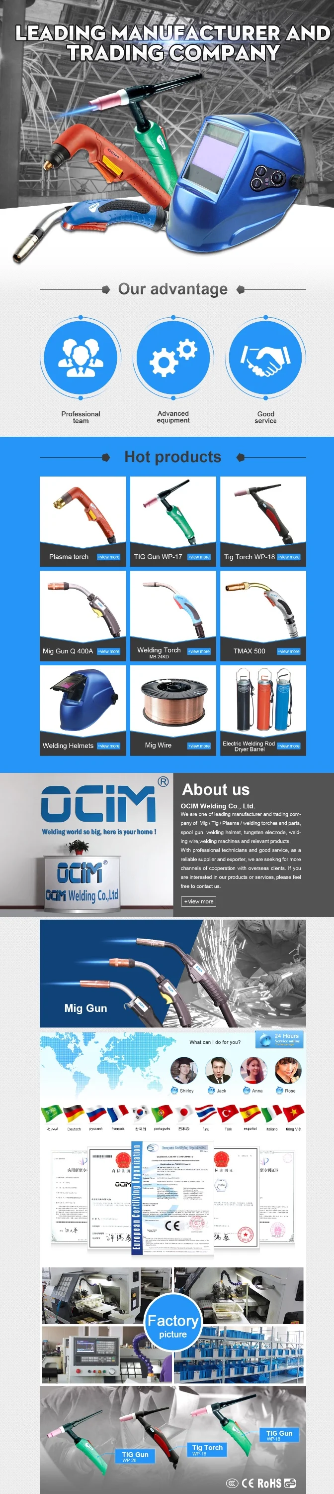 WP9 amp WP9F amp WP9P TIG Welding Torch with CE certification