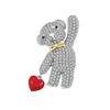 Cute design friend's gift decorated CZ zircon diamond love heart accessories animal bear shape brooch