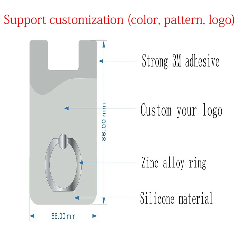 Exquisite adhesive silicone mobile wallet card sets business card holder credit card holder with ring can be customized