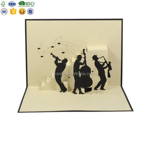 wholesale paper laser cut 3d pop up card birthday tree greeting