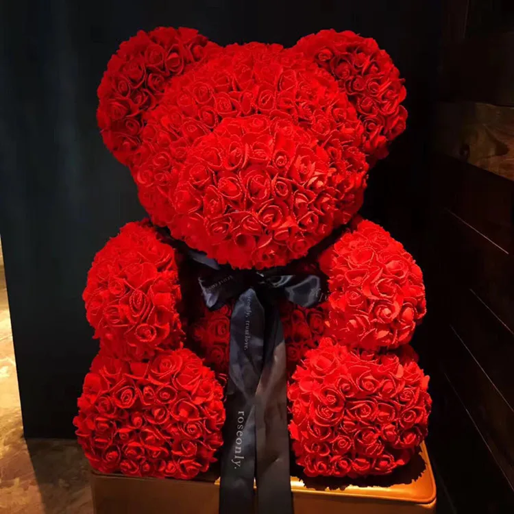 a bear made of roses