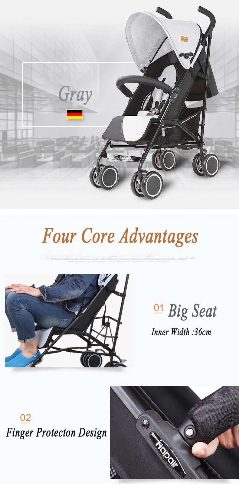 Luxury Baby Stroller Hapair with EN Certificate